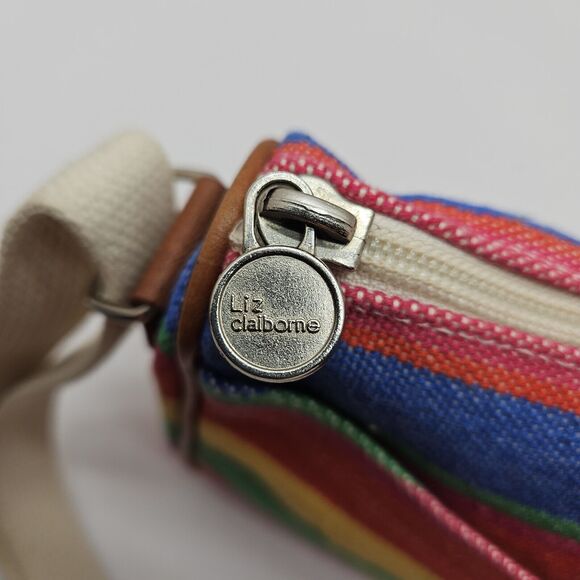 VTG 80s Liz Claiborne Multicolor Striped Shoulder Crossbody Bag Purse - Picture 7 of 11